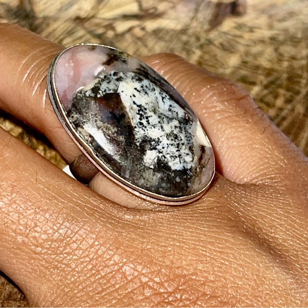 Pink Opal Dendritic Ring Size 7 - Picture 4 of 9